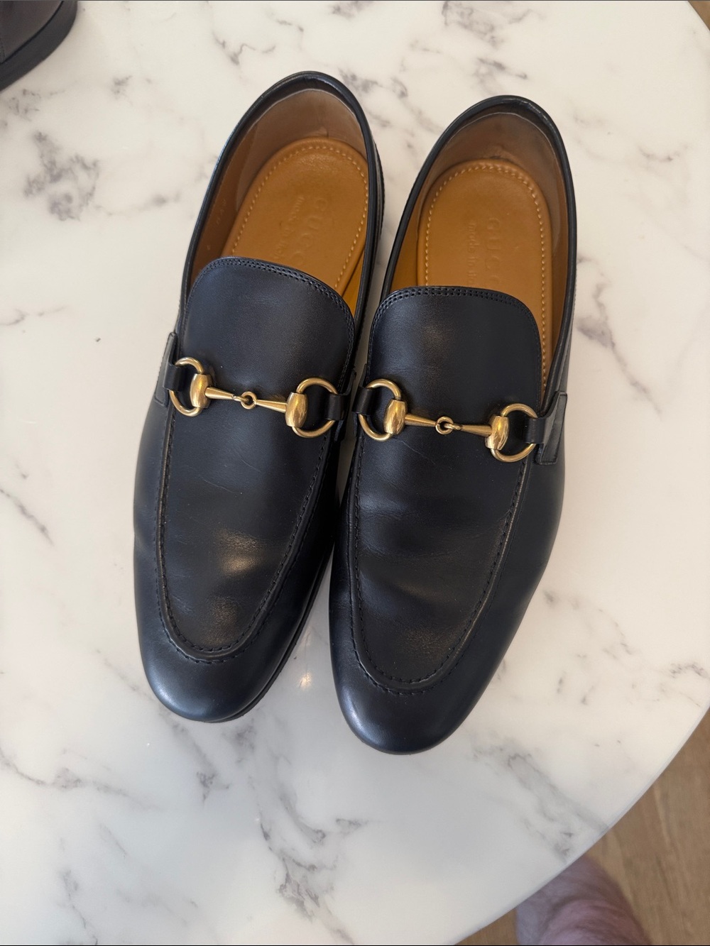 Gucci Black Leather Horsebit Jordan Slip-On Loafers  size UK 6 US 7